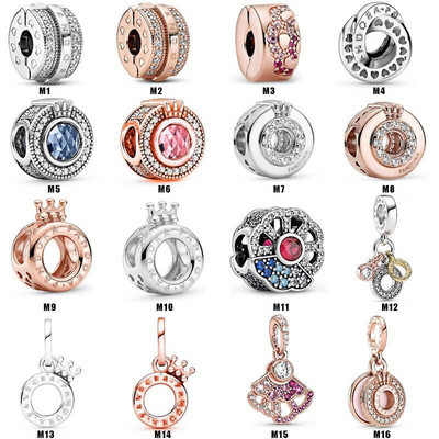 Gold&Silver Color Crystal Round Crown Bead Charms Fit Original & Bracelet&Necklace for Women DIY Jewelry