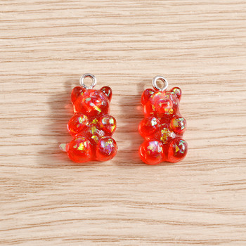 10 τμχ 11*20mm Χρώματα καραμέλας Χαριτωμένα Ζώα Gummy Bear Charms for Making Drop Earrings Μενταγιόν Κολιέ Μπρελόκ Ευρήματα κοσμημάτων