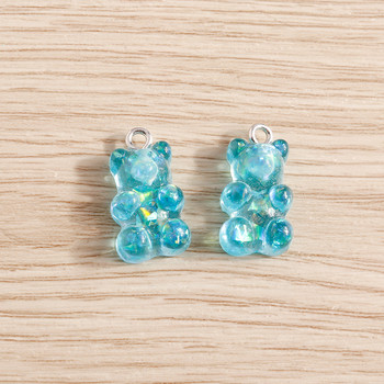 10 τμχ 11*20mm Χρώματα καραμέλας Χαριτωμένα Ζώα Gummy Bear Charms for Making Drop Earrings Μενταγιόν Κολιέ Μπρελόκ Ευρήματα κοσμημάτων