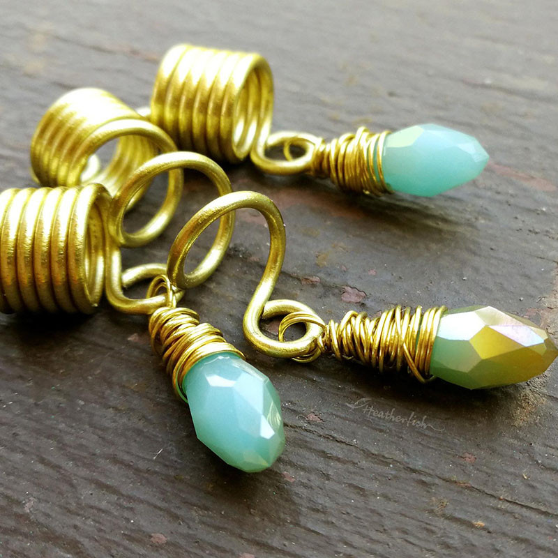 Комплект бижута Amethyst Loc, бижута Crystal Dreadlock, бижута Dread Sleeves Dreadlock