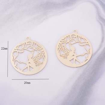 12 τμχ 20*22mm Ανοιχτό χρυσό Χρώμα Flower Fairy Charms Επιχρυσωμένο λεπτό σκουλαρίκι γούρι Ορειχάλκινο κρεμαστό κόσμημα DIY σκουλαρίκι