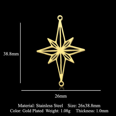 5db/tétel Rozsdamentes acél geometriai minimalista barkács fülbevaló medál varik Nagyker Csillag Nyíl Nap Hold Bojt Evil Eye