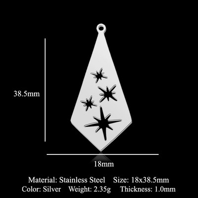 5db/tétel Rozsdamentes acél geometriai minimalista barkács fülbevaló medál varik Nagyker Csillag Nyíl Nap Hold Bojt Evil Eye