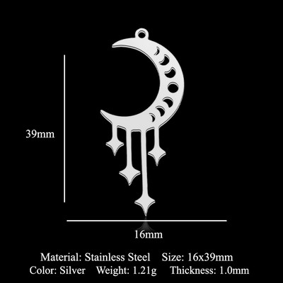 5db/tétel Rozsdamentes acél geometriai minimalista barkács fülbevaló medál varik Nagyker Csillag Nyíl Nap Hold Bojt Evil Eye