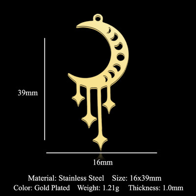 5db/tétel Rozsdamentes acél geometriai minimalista barkács fülbevaló medál varik Nagyker Csillag Nyíl Nap Hold Bojt Evil Eye