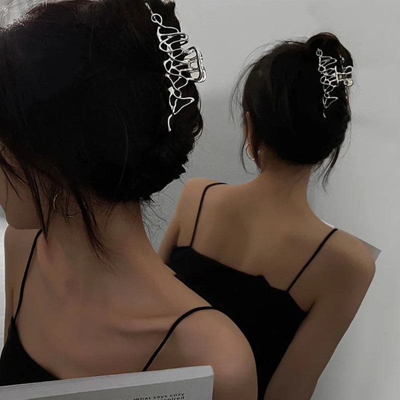 1db Szabálytalan női hajtű nagy fém hajkarmok hajkiegészítők lányoknak koreai hajtű lófarok Barrett divatos hajcsat