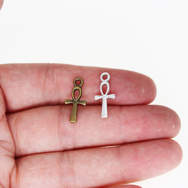 40 de bucăți cheie de viață Ankh brelocuri cruciulițe din așchiu antic placat cu bronz antic pandantiv pentru brățară bijuterii descoperiri