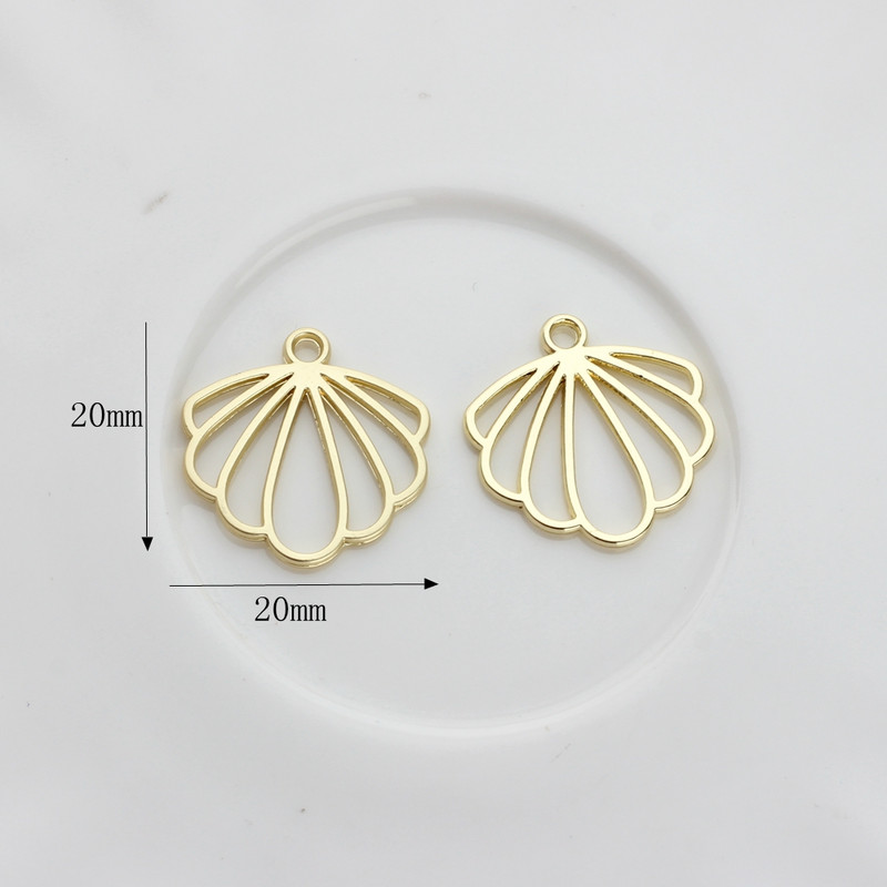 Cink ötvözet medál üreges kivágású aranyos lapos kagylóbűvek 20mm 10db/tétel barkács ékszer fülbevaló készítéshez