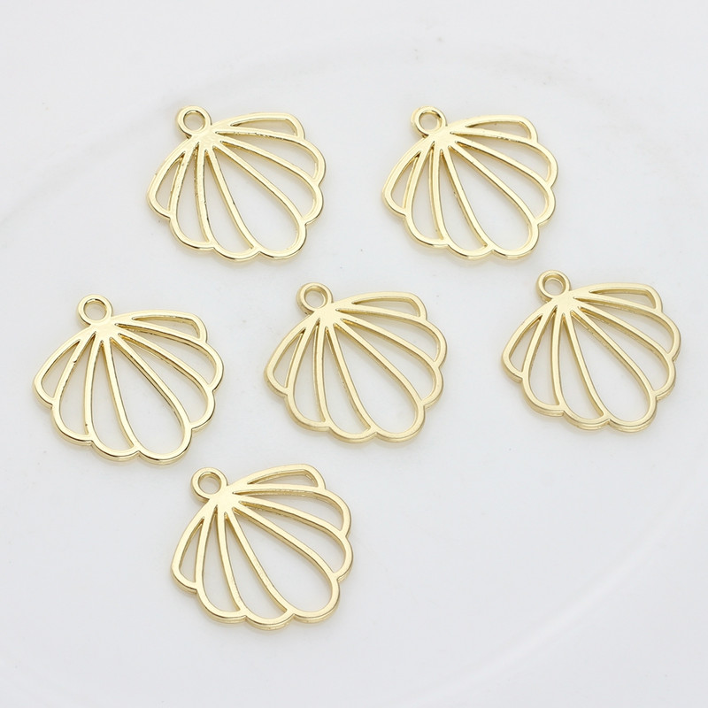 Cink ötvözet medál üreges kivágású aranyos lapos kagylóbűvek 20mm 10db/tétel barkács ékszer fülbevaló készítéshez