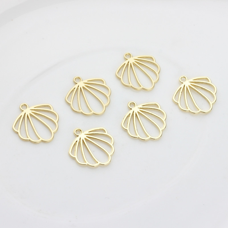 Cink ötvözet medál üreges kivágású aranyos lapos kagylóbűvek 20mm 10db/tétel barkács ékszer fülbevaló készítéshez
