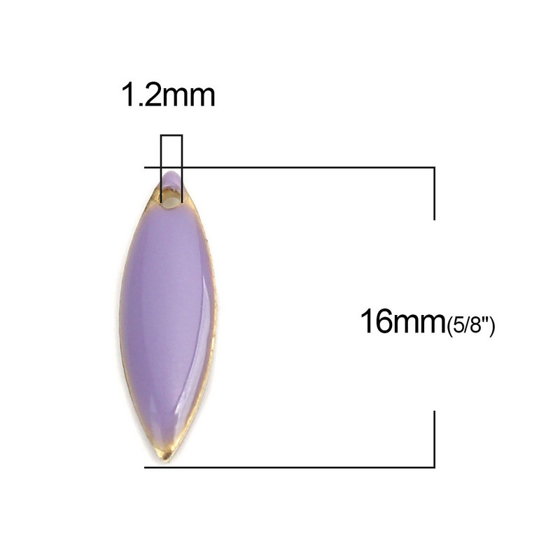 Kétoldalas zománcozott flitterek, réz olíva alakú zománcozott medálok, 16*5 mm barkács ékszerkészítéshez, 10 db