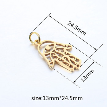 DOOYIO 5τμχ/Παρτίδα από ανοξείδωτο ατσάλι Hollow Out Fatima Hand Pendant Bracelet Charms DIY Jewelry Handmade Accessories Χονδρική