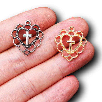 30 τμχ Mix Catholic Cross Heart κρεμαστό ρετρό σκουλαρίκια Βραχιόλι Μεταλλικά αξεσουάρ DIY Γούρια για χειροτεχνίες κοσμημάτων Κατασκευή P778