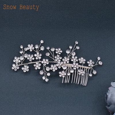 A33 Biserni češalj za vjenčanje Nakit za glavu Mladenkine Štipaljke za kosu Cvjetni ukras za glavu Kristalne ženske tijare Vjenčani dodaci za kosu sa kamenčićima