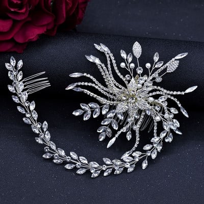 A33 Biserni češalj za vjenčanje Nakit za glavu Mladenkine Štipaljke za kosu Cvjetni ukras za glavu Kristalne ženske tijare Vjenčani dodaci za kosu sa kamenčićima