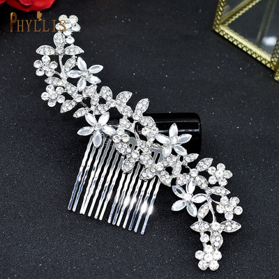 A33 Biserni češalj za vjenčanje Nakit za glavu Mladenkine Štipaljke za kosu Cvjetni ukras za glavu Kristalne ženske tijare Vjenčani dodaci za kosu sa kamenčićima