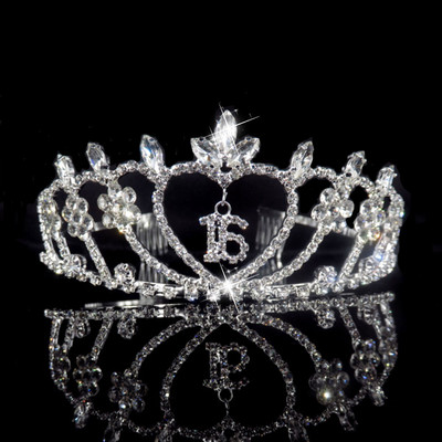 Divatos menyasszonyi tiara és korona luxus hercegnő esküvői parti haj ékszerek női lány szív kristály bál fejpánt nagykereskedés
