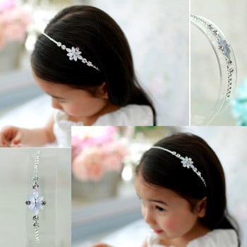 Morkopela Girls Flower Bands Princess Rhinestone Hairbands Jewelry Party Аксесоари за коса с прозрачни камъни Орнаменти за подарък