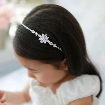 Morkopela Girls Flower Bands Princess Rhinestone Hairbands Jewelry Party Аксесоари за коса с прозрачни камъни Орнаменти за подарък