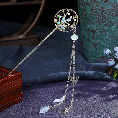 Vintage Hanfu štapić za kosu Kineske klasične ukosnice od kristalnih perli Cvijeće štapić za kosu s kićankama Vjenčani dodaci