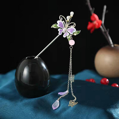 Vintage Hanfu štapić za kosu Kineske klasične ukosnice od kristalnih perli Cvijeće štapić za kosu s kićankama Vjenčani dodaci