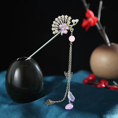 Vintage Hanfu štapić za kosu Kineske klasične ukosnice od kristalnih perli Cvijeće štapić za kosu s kićankama Vjenčani dodaci