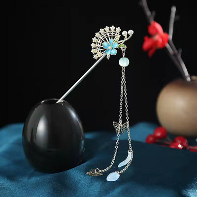 Vintage Hanfu štapić za kosu Kineske klasične ukosnice od kristalnih perli Cvijeće štapić za kosu s kićankama Vjenčani dodaci
