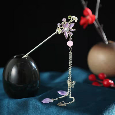 Vintage Hanfu štapić za kosu Kineske klasične ukosnice od kristalnih perli Cvijeće štapić za kosu s kićankama Vjenčani dodaci