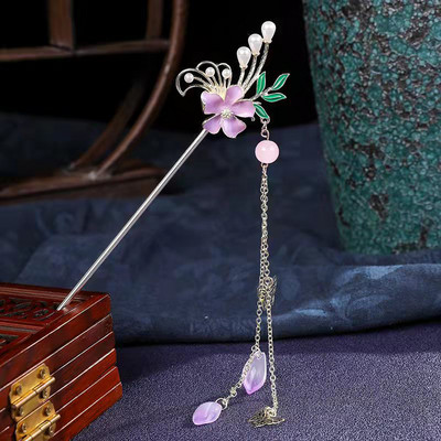 Vintage Hanfu štapić za kosu Kineske klasične ukosnice od kristalnih perli Cvijeće štapić za kosu s kićankama Vjenčani dodaci