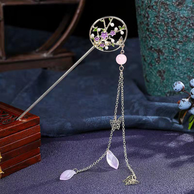 Vintage Hanfu štapić za kosu Kineske klasične ukosnice od kristalnih perli Cvijeće štapić za kosu s kićankama Vjenčani dodaci