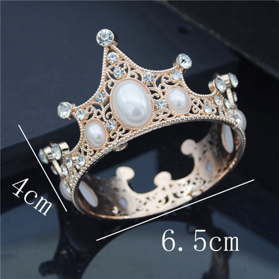 Χονδρική Μικρή Μεταλλική Κορώνα για Αγόρια Κορίτσια Μωρό Γενέθλια χορού Τιάρες Πέρλες Μαλλιά Κοσμήματα Βρεφική τούρτα Στολίδια Αξεσουάρ κεφαλιού