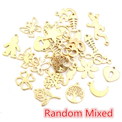 10db/tétel 316 rozsdamentes acél aranyozott fa hold pillangó kis medál nyaklánchoz barkács ékszerkészítés