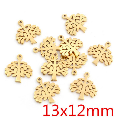 10db/tétel 316 rozsdamentes acél aranyozott fa hold pillangó kis medál nyaklánchoz barkács ékszerkészítés