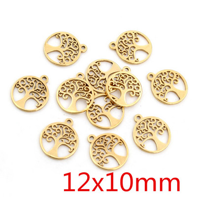 10db/tétel 316 rozsdamentes acél aranyozott fa hold pillangó kis medál nyaklánchoz barkács ékszerkészítés