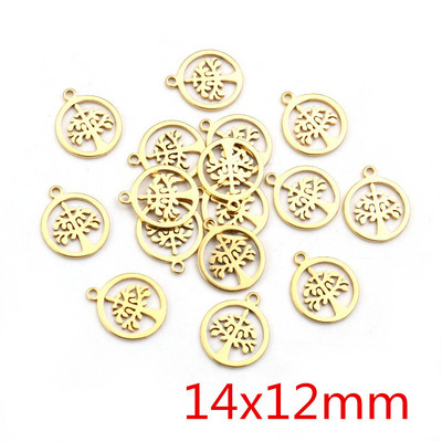 10db/tétel 316 rozsdamentes acél aranyozott fa hold pillangó kis medál nyaklánchoz barkács ékszerkészítés