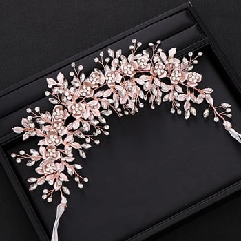 Ασημί rColor Bridal Flower Headband Prom Tiara Αξεσουάρ για τα μαλλιά Νύφη χειροποίητα στολίδια μαλλιών Γυναικεία κρυστάλλινα κεφαλή