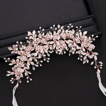 Ασημί rColor Bridal Flower Headband Prom Tiara Αξεσουάρ για τα μαλλιά Νύφη χειροποίητα στολίδια μαλλιών Γυναικεία κρυστάλλινα κεφαλή