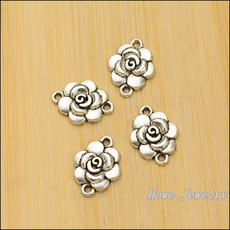 30 buc. Conector de flori vintage din aliaj de zinc, pandantiv, brățară, colier, bijuterii din metal, fabricarea de accesorii