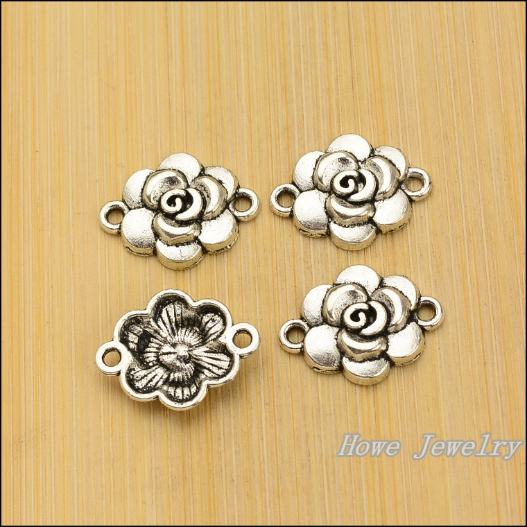 30 buc. Conector de flori vintage din aliaj de zinc, pandantiv, brățară, colier, bijuterii din metal, fabricarea de accesorii