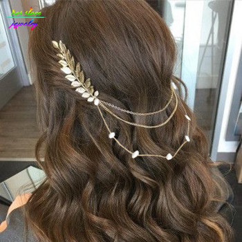 Καλοκαιρινό στυλ Bohemia Leaves Head Crown Chain And Leaves Hair Comb Αξεσουάρ για τα μαλλιά γάμου Bijoux