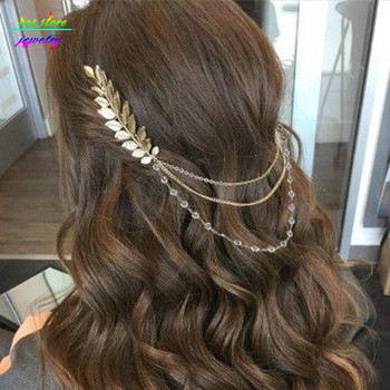 Καλοκαιρινό στυλ Bohemia Leaves Head Crown Chain And Leaves Hair Comb Αξεσουάρ για τα μαλλιά γάμου Bijoux