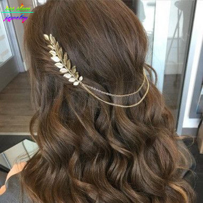 Καλοκαιρινό στυλ Bohemia Leaves Head Crown Chain And Leaves Hair Comb Αξεσουάρ για τα μαλλιά γάμου Bijoux