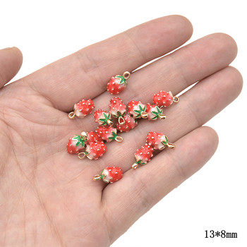Μενταγιόν φρούτων 10 τμχ από κράμα μετάλλου σμάλτο 3D κουλούρια φράουλας για DIY σκουλαρίκι Βραχιόλι Κολιέ Κοσμήματα κατασκευής