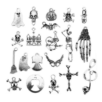 20 τμχ Μικτός σκελετός Κρανίο Χάλοουιν Γούρια Παρτίδα Μεταλλικά Χριστουγεννιάτικα Γούρια Μενταγιόν Μαζικά για Diy Βραχιόλι Σκουλαρίκια Κατασκευή κοσμημάτων
