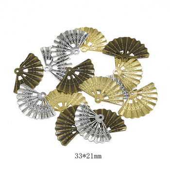 Χονδρική 6 τμχ Τρία Χρώμα Πτυσσόμενο Ανεμιστήρας Γούρια από κράμα μετάλλων για DIY Κατασκευή Κοσμημάτων Προμηθευτικές Τέχνες Χειροτεχνίες 33*21mm