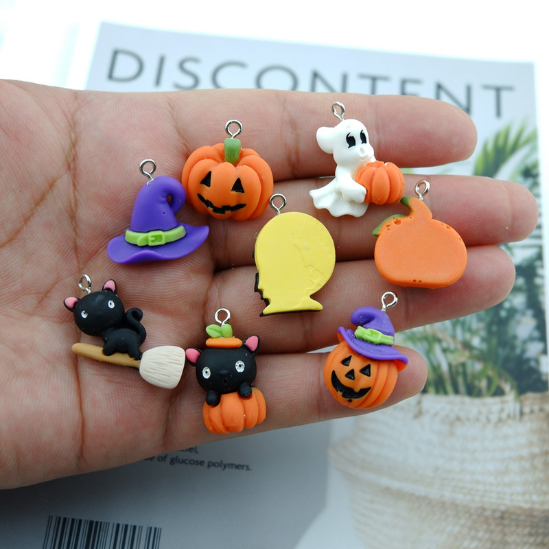 Tök Halloween készletek Gyanta bűbájok fülbevalóhoz kulcstartó karkötő medál ékszer Találatok készítése