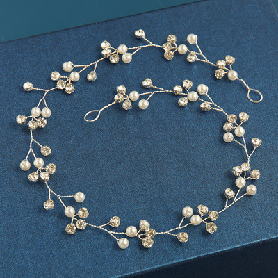 2020 Сватбени аксесоари за коса Кристална перлена лента за глава Диадема Цвете Глава Коса Лоза Дамски бижута за коса Булчински аксесоари за коса