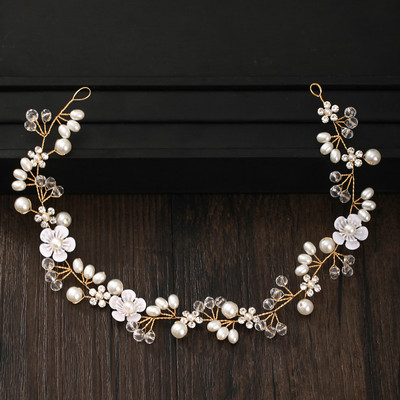 2020 Сватбени аксесоари за коса Кристална перлена лента за глава Диадема Цвете Глава Коса Лоза Дамски бижута за коса Булчински аксесоари за коса