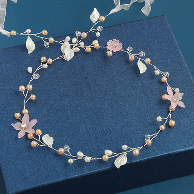 2020 Сватбени аксесоари за коса Кристална перлена лента за глава Диадема Цвете Глава Коса Лоза Дамски бижута за коса Булчински аксесоари за коса