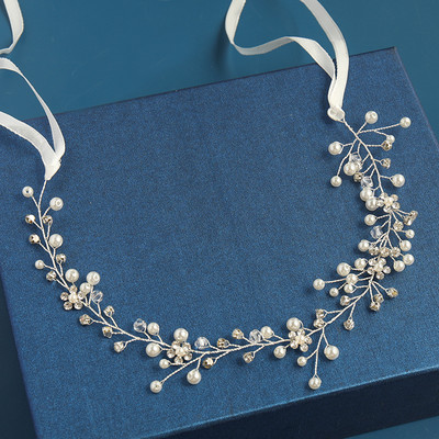 2020 Сватбени аксесоари за коса Кристална перлена лента за глава Диадема Цвете Глава Коса Лоза Дамски бижута за коса Булчински аксесоари за коса